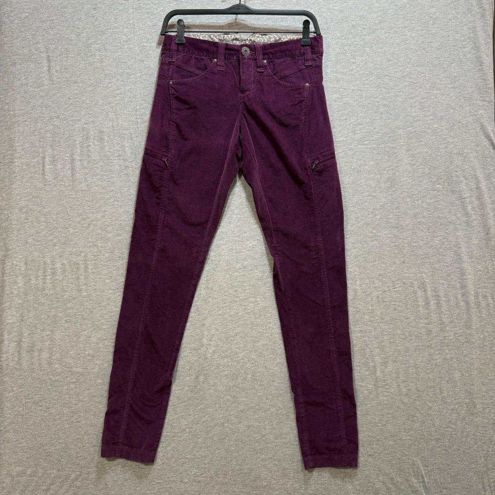 Athleta Corduroy Pants Womens 4‎ Purple Skinny Zip Pocket Cargo